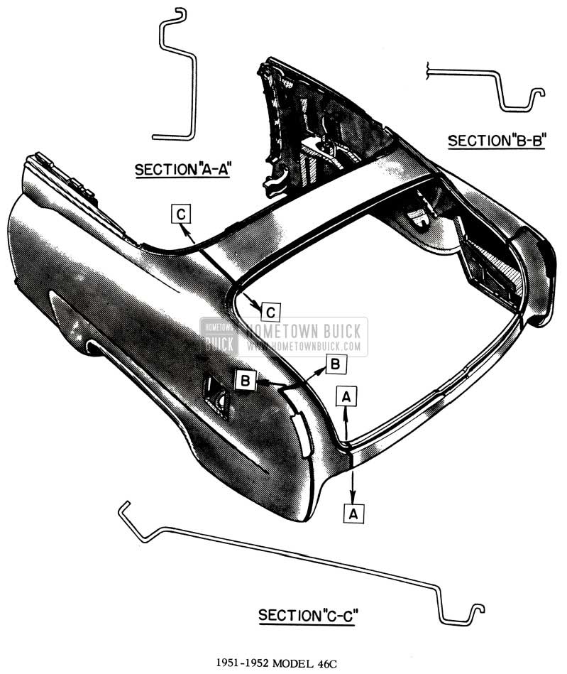 1952 Buick Body Weld Lines Diagram - Model 46C