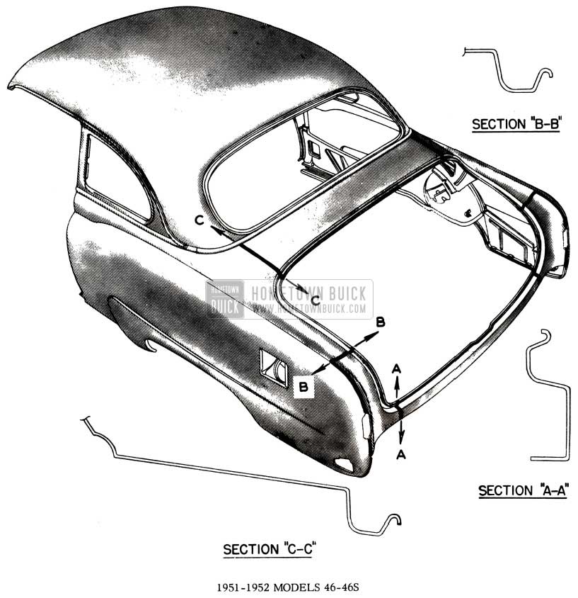 1952 Buick Body Weld Lines Diagram - Models 46-46S