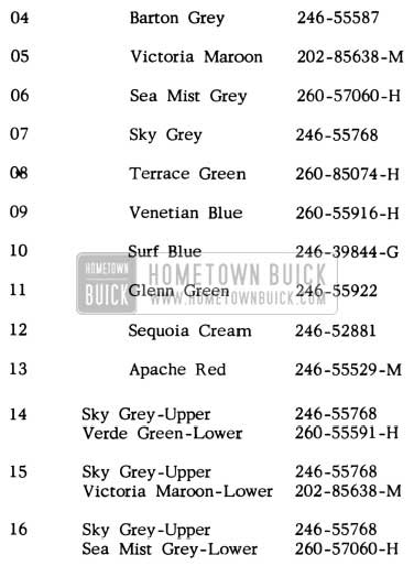 1952 Buick Paint Combinations