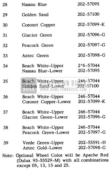 1952 Buick Roadmaster Series Paint Combinations