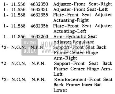 1953 Buick Front Seat Adjuster Kit Parts - Roadmaster Series and Convertibles