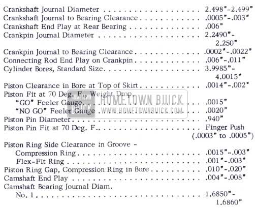 1953 Buick V8 Engine Dimensions and Adjustments