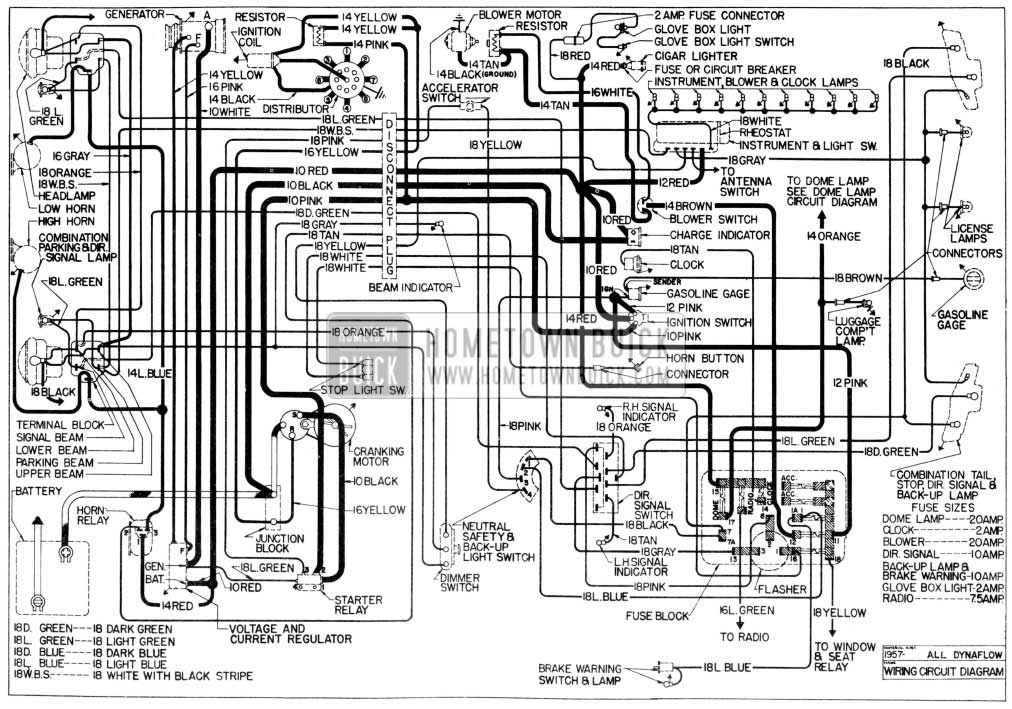 1957 Buick Chassis Wiring Diagram-Dynaflow Transmission