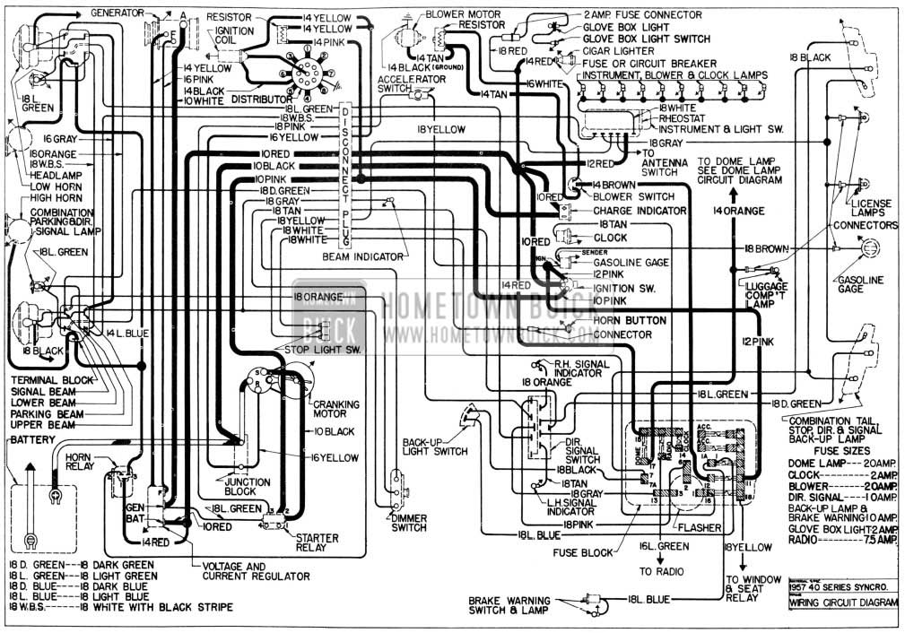 1957 Buick Chassis Wiring Diagram-Synchromesh Transmission