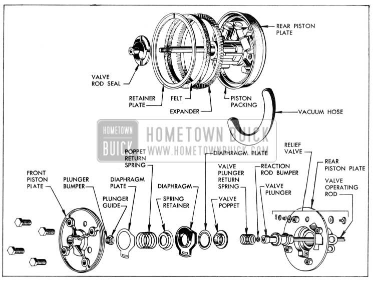 1957 Buick Vacuum Power Piston Assembly Exploded