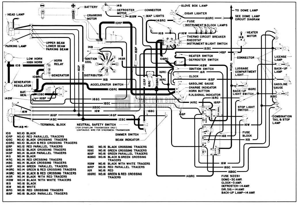 1950 Buick Chassis Wiring Circuit Diagram-Second Series 40 Without Direction Signals