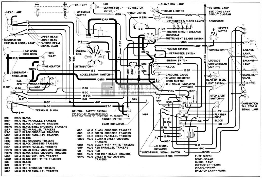 1950 Buick Chassis Wiring Circuit Diagrams-Second Series 40 with Direction Signals, All Series 50-70