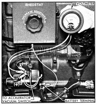 1950 Buick Connections for Testing Cut-in and Cut-out Voltages of Solenoid Switch Relay