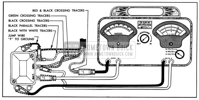 1950 Buick Cutout Relay Test Connection-Variable Resistance Method