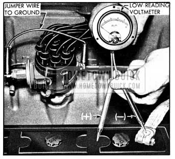 1950 Buick High Discharge Test of Battery Cell with Voltmeter