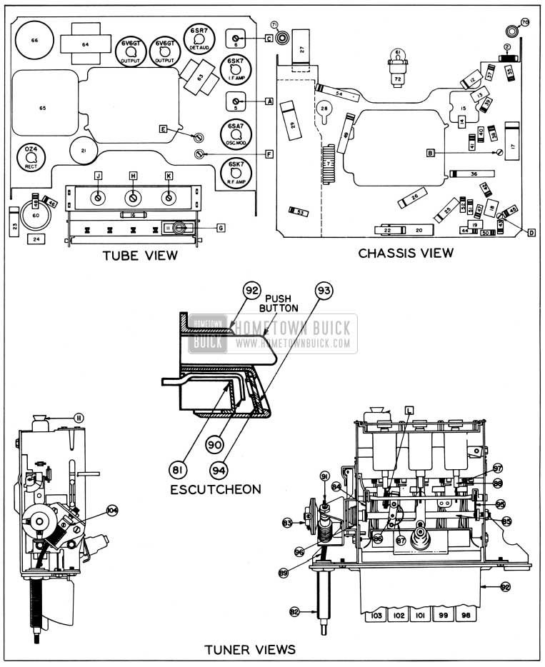 1950 Buick Parts Layout Sonomatic Radio