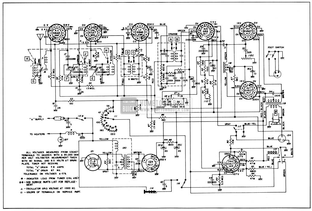 1950 Buick Radio Circuit Schematic-Selectronic Radio