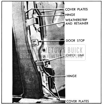 1950 Buick Rear Door Hinges, Cover Plates, and Weatherstrip