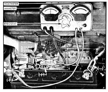 1950 Buick Testing Battery Cables and Connections with Voltmeter, Ammeter, and Rheostat