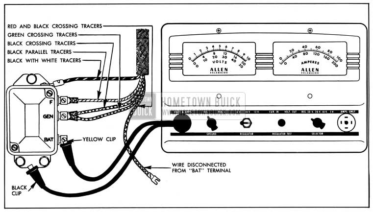 1950 Buick Voltage and Current Regulator Test Connections-Fixed Resistance Method
