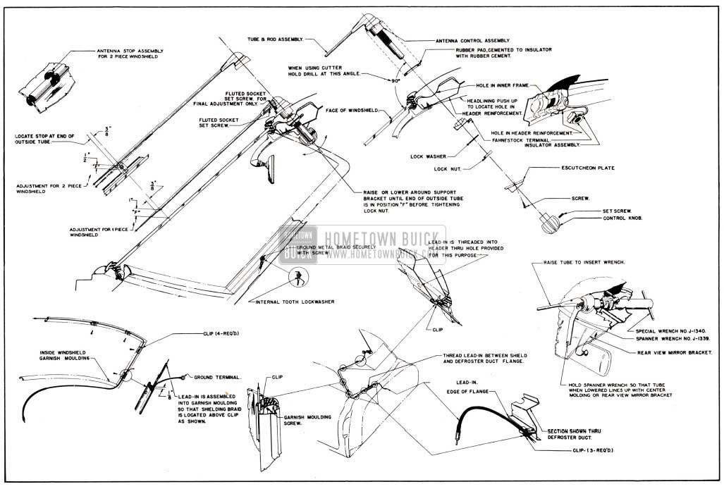 1951 Buick Antenna Installation Details-Closed Bodies and Model 45R