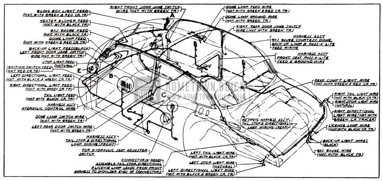 1951 Buick Body and Hydro-Lectric Wiring Circuit Diagram-Models 52, 72R-Styles 4519X, 4719X