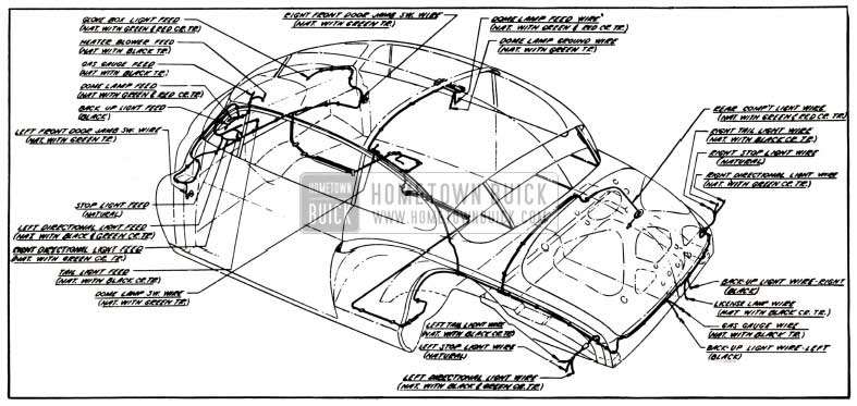 1951 Buick Body Wiring Circuit Diagram-Model 56R-Style 4537