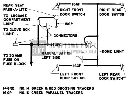 1951 Buick Dome Lamp Wiring Circuit Diagram-Models 52 and 72R