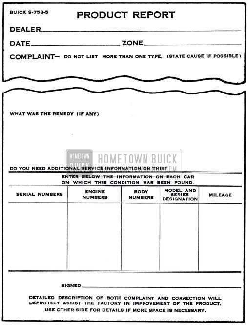 1951 Buick Product Report