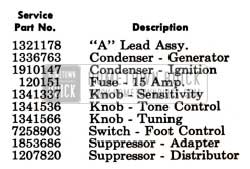 1951 Buick Selectronic Radio Installation Parts
