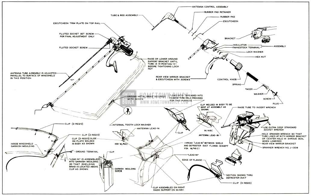 1952 Buick Antenna Installation Details-Convertible and Riviera Bodies