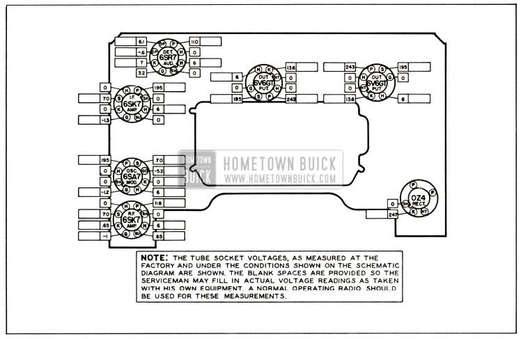 1952 Buick Tube Socket Voltages-Sonomatic Radio