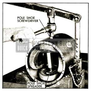 1952 Buick Using Pole Shoe Spreader and Screwdriver