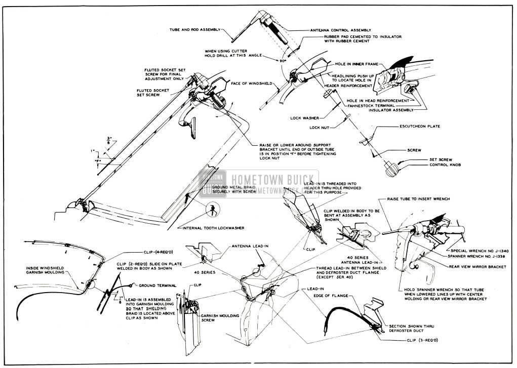 1953 Buick Antenna Installation Details-Closed Bodies and Model 45R