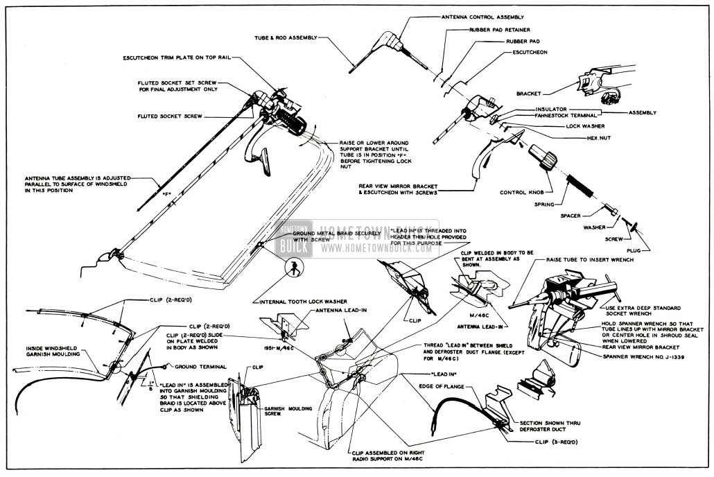 1953 Buick Antenna Installation Details-Convertible and Riviera Bodies