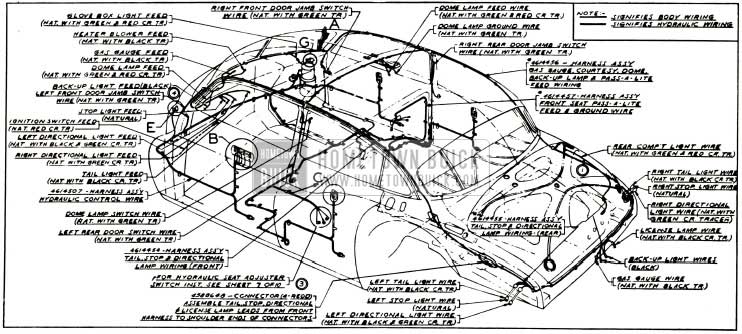 1953 Buick Body and Hydro-Lectric Wiring Circuit Diagram Models 52, 72R-Styles 4519X, 4719X