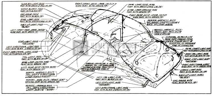 1953 Buick Body Wiring Circuit Diagram-Models 52, 72R - Styles 4519, 4719