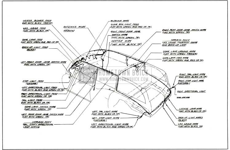 1953 Buick Body Wiring Circuit Diagram-Models 59, 79R - Styles 4581, 4781