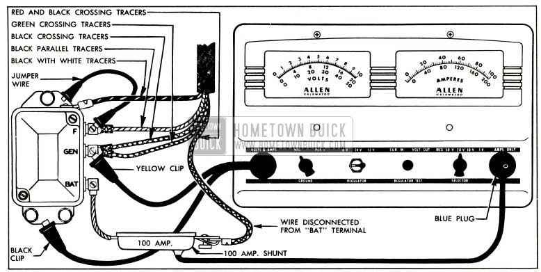 1953 Buick Cutout Relay Test Connections-Allen Tester