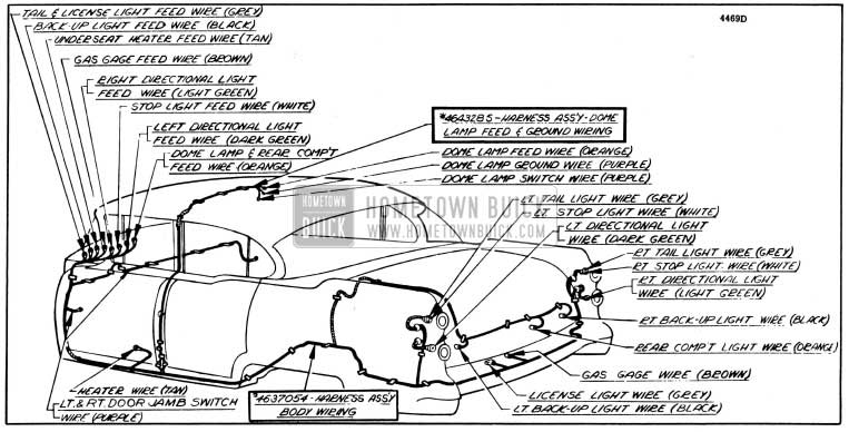 1954 Buick Body Wiring Circuit Diagram-Model 41D-Style 4469D