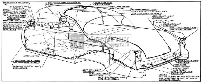 1954 Buick Body Wiring Circuit Diagram-Model 56R-Style 4537