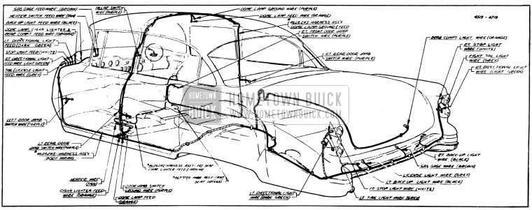 1954 Buick Body Wiring Circuit Diagram-Models 52, 72R-Styles 4519, 4719