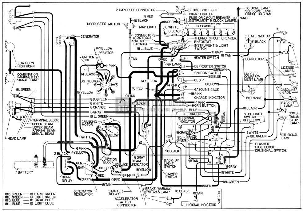 1954 Buick Chassis Wiring Diagram-All Series Synchromesh