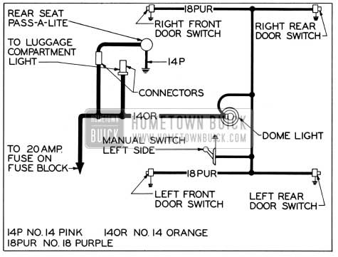 1954 Buick Dome Lamp Wiring Circuit Diagram-Models 52 and 72R