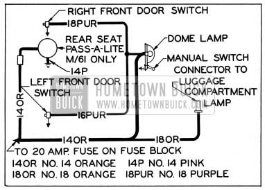1954 Buick Dome Lamp Wiring Circuit Diagram-Series 40-60