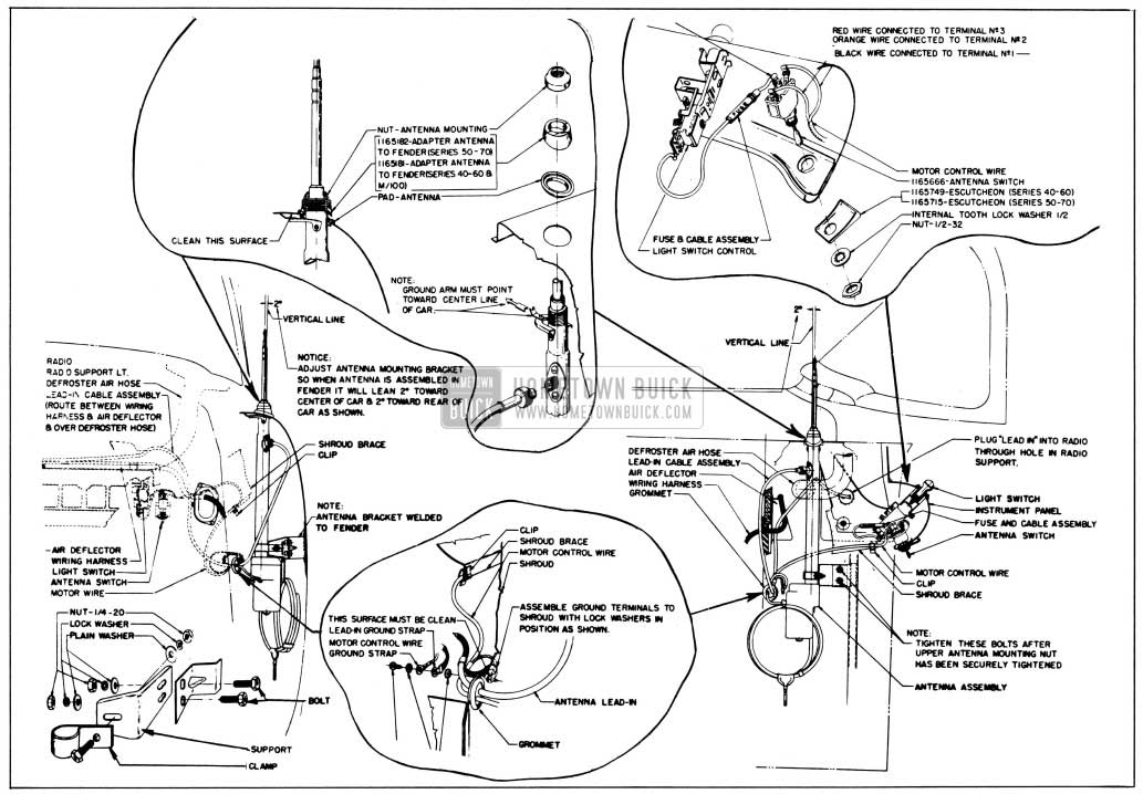 1954 Buick Electric Antenna Installation Details