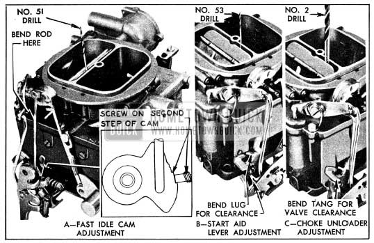 1954 Buick Fast Idle Cam and Choke Unloader Adjustments View