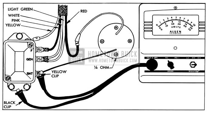 1954 Buick Voltage Regulator Test Connections-Allen Tester