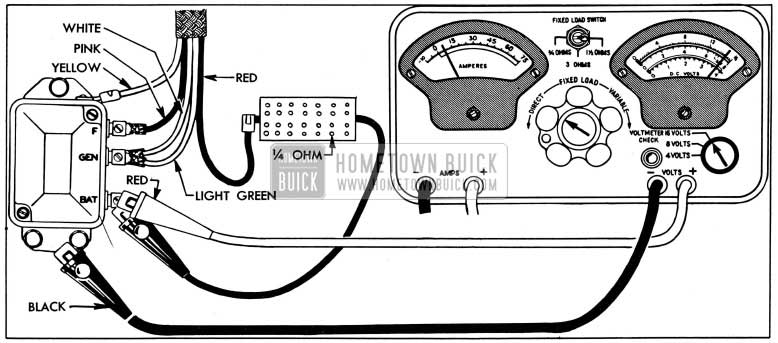 1954 Buick Voltage Regulator Test Connections-Sun Tester