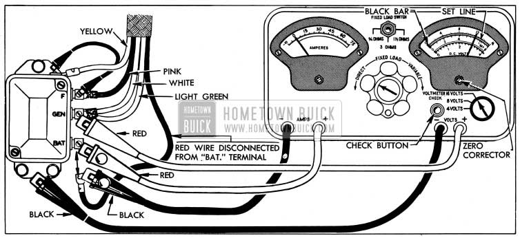 1954 Buick Voltmeter Calibrations and Cutout Relay Test Connections-Sun Tester