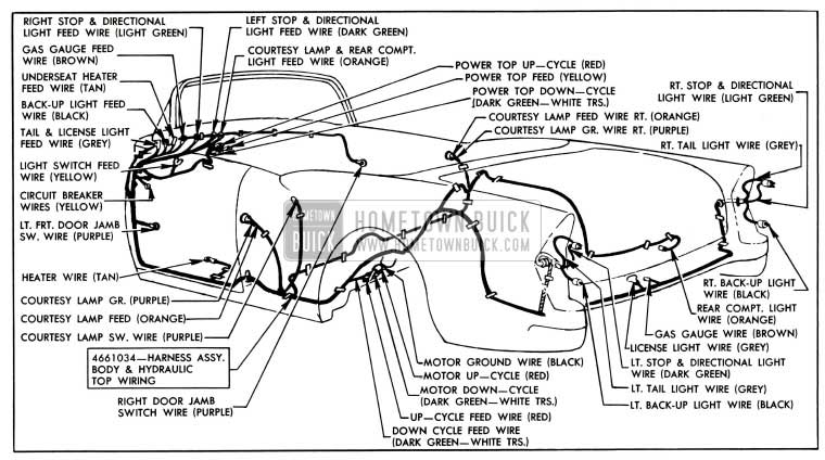 1955 Buick Body Wiring Circuit Diagram-Model 46C-Style 4467TX