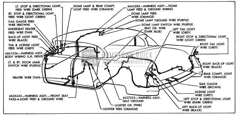 1955 Buick Body Wiring Circuit Diagram-Model 61-Style 4669