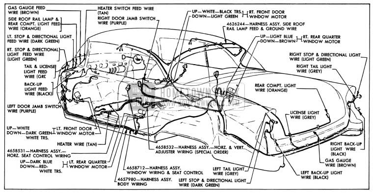 1955 Buick Body Wiring Circuit Diagram-Model 76R-Style 4737X