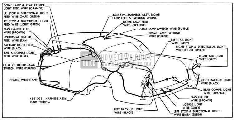 1955 Buick Body Wiring Circuit Diagram-Models 46R, 66R-Styles 4437, 4637