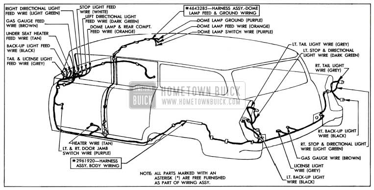 1955 Buick Body Wiring Circuit Diagram-Models 49, 69-Style 4481